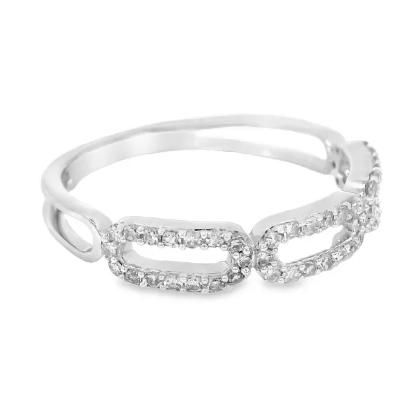 14K White Gold Diamond Paper Clip Ring Image 2 S&E Jewelers Depew, NY