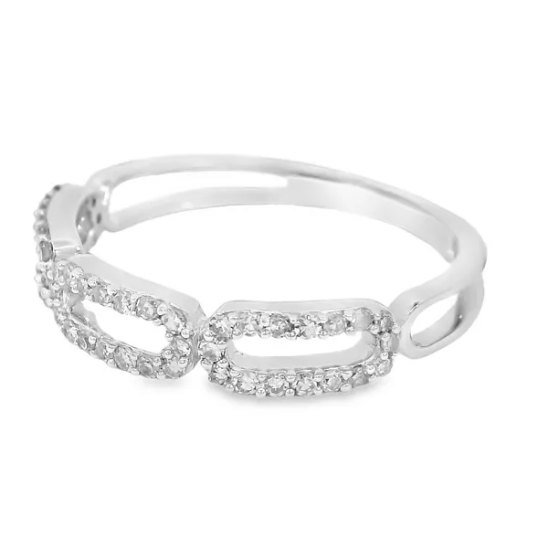 14K White Gold Diamond Paper Clip Ring Image 3 S&E Jewelers Depew, NY