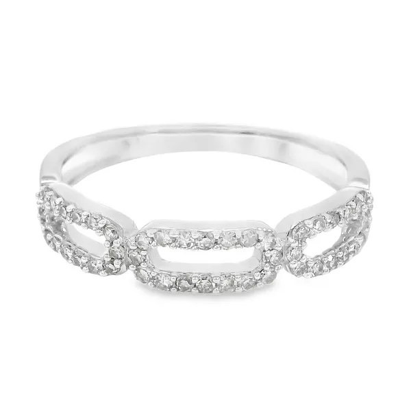 14K White Gold Diamond Paper Clip Ring S&E Jewelers Depew, NY
