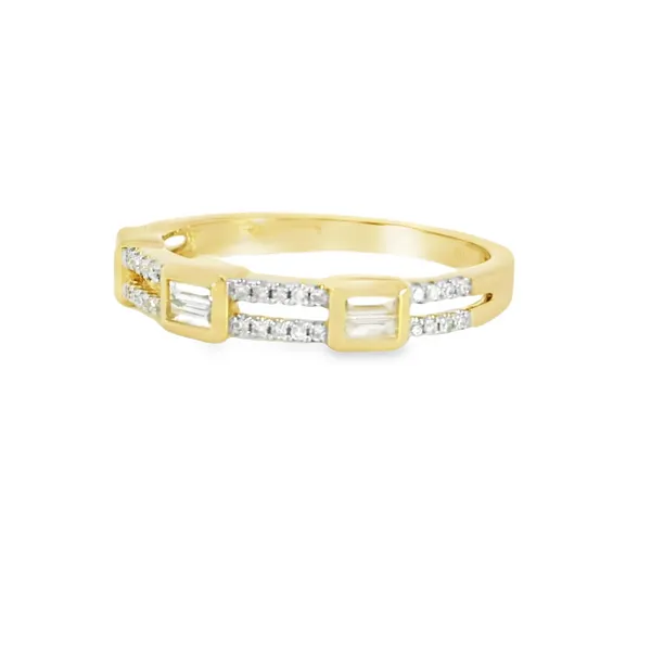 14K Yellow Gold Diamond Baguette & Round Ring Image 3 S&E Jewelers Depew, NY