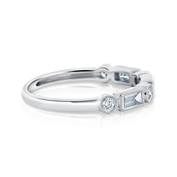 14K White Gold Diamond Round & Baguette Ring Image 2 S&E Jewelers Depew, NY