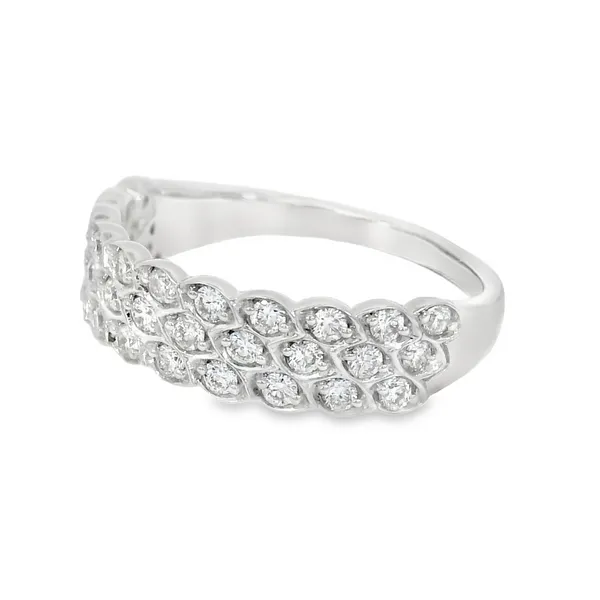 14K White Gold 2 Row Stackable Diamond Band Image 3 S&E Jewelers Depew, NY