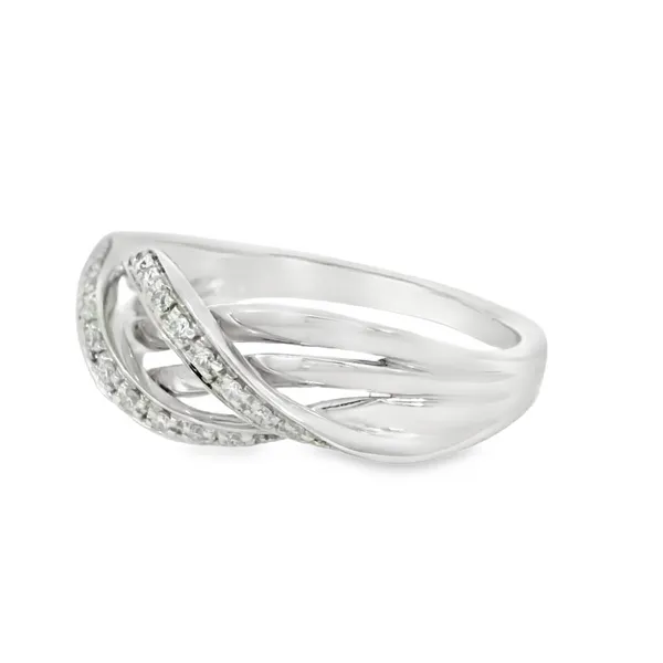 14K White Gold Double Diamond Wave Fashion Ring Image 3 S&E Jewelers Depew, NY