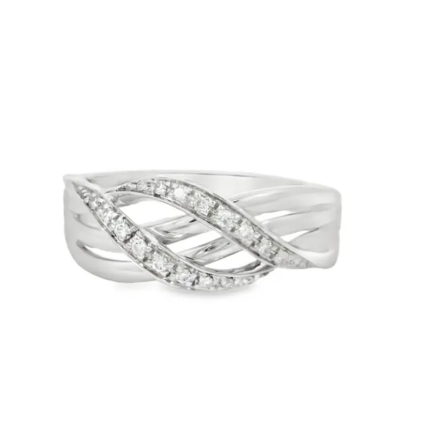 14K White Gold Double Diamond Wave Fashion Ring S&E Jewelers Depew, NY