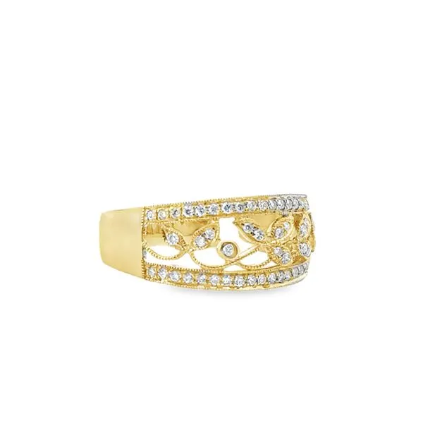 14K Yellow Gold Open Vine Diamond Band Image 2 S&E Jewelers Depew, NY