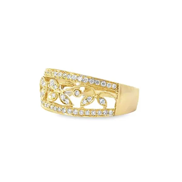 14K Yellow Gold Open Vine Diamond Band Image 3 S&E Jewelers Depew, NY