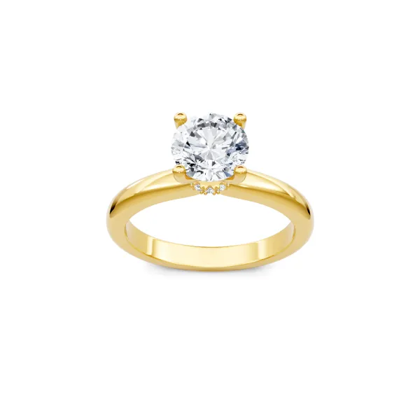 14 Karat Yellow Gold Diamond Hidden Halo Engagement Ring S&E Jewelers Depew, NY