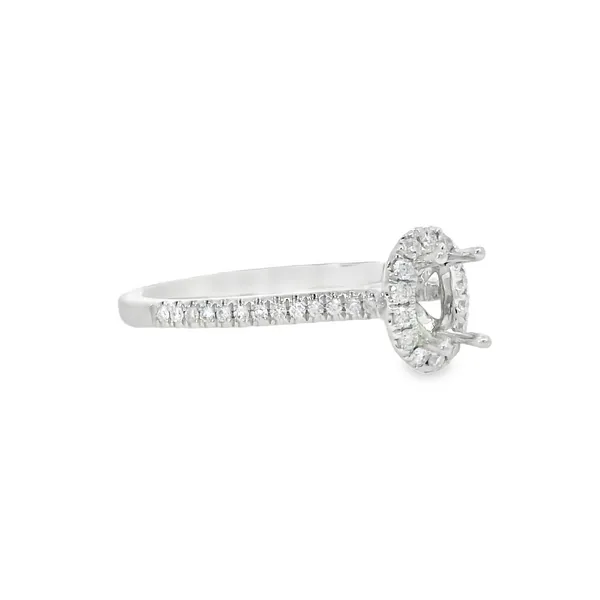 18K White Gold Diamond Oval Semi-Mount Ring Image 2 S&E Jewelers Depew, NY