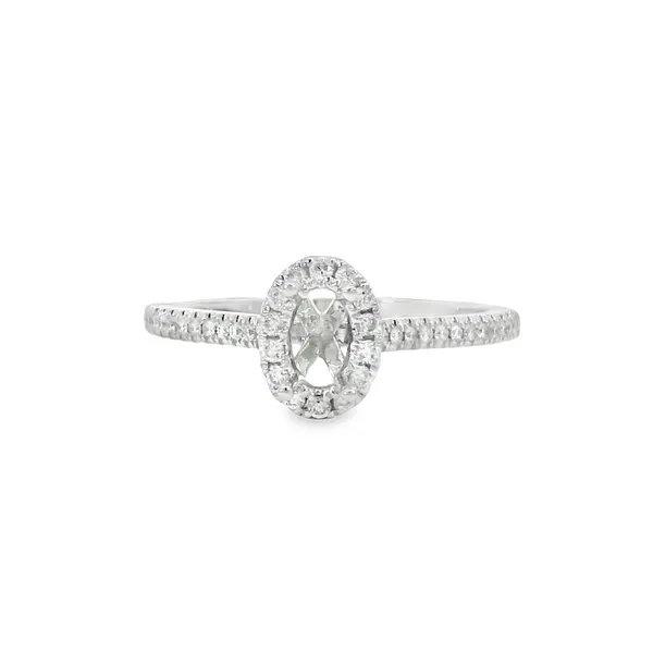 18K White Gold Diamond Oval Semi-Mount Ring S&E Jewelers Depew, NY