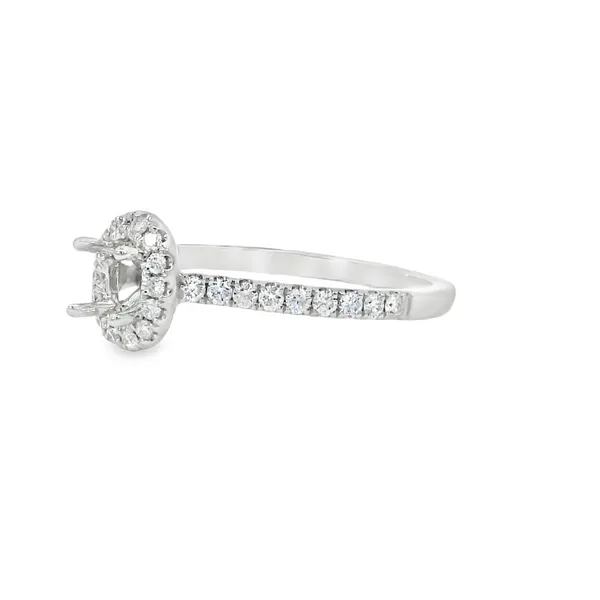 18K White Gold Diamond Oval Semi-Mount Ring Image 3 S&E Jewelers Depew, NY