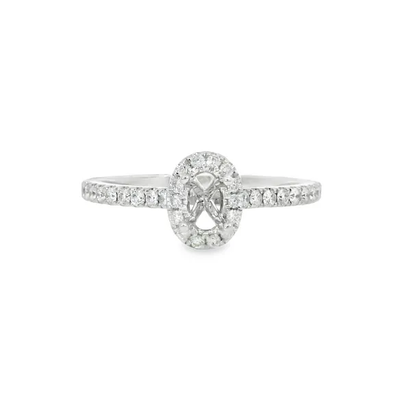 18K White Gold Diamond Oval Semi-Mount Ring S&E Jewelers Depew, NY