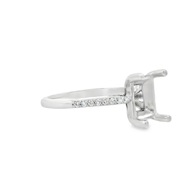 14K White Gold Emerald Cut Semi-Mount Hidden Halo Ring Image 2 S&E Jewelers Depew, NY