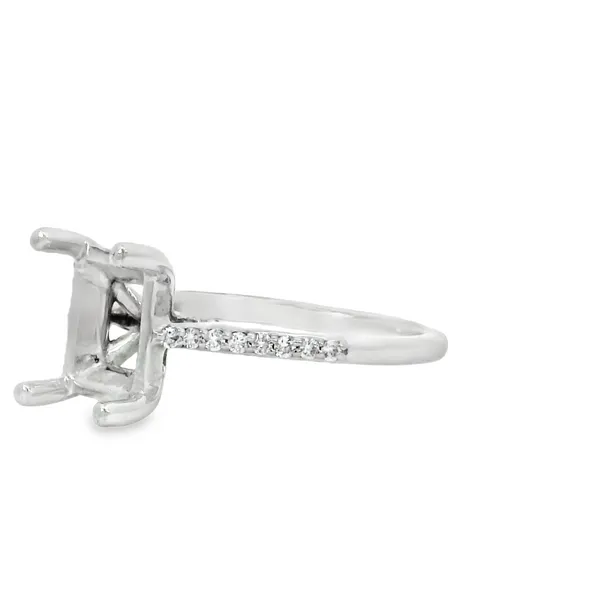 14K White Gold Emerald Cut Semi-Mount Hidden Halo Ring Image 3 S&E Jewelers Depew, NY