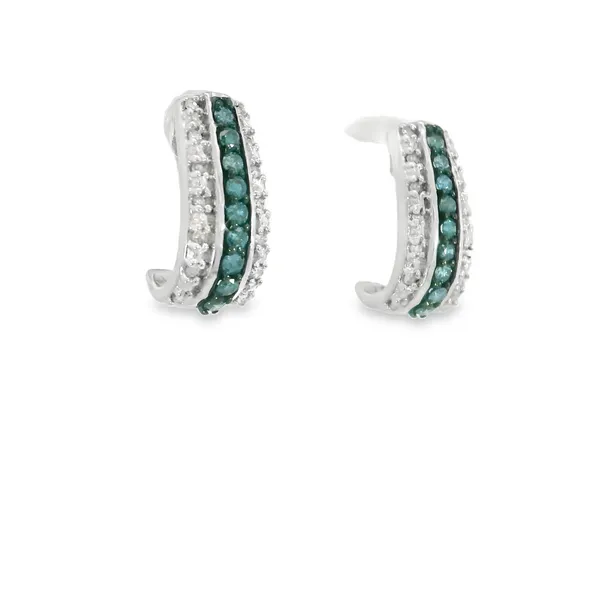 10Kt White Gold Blue & White Diamond Fashion Earrings Image 2 S&E Jewelers Depew, NY