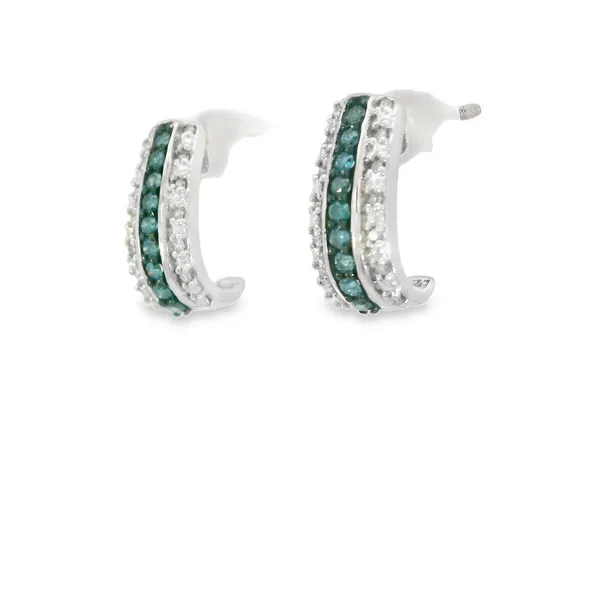 10Kt White Gold Blue & White Diamond Fashion Earrings Image 3 S&E Jewelers Depew, NY