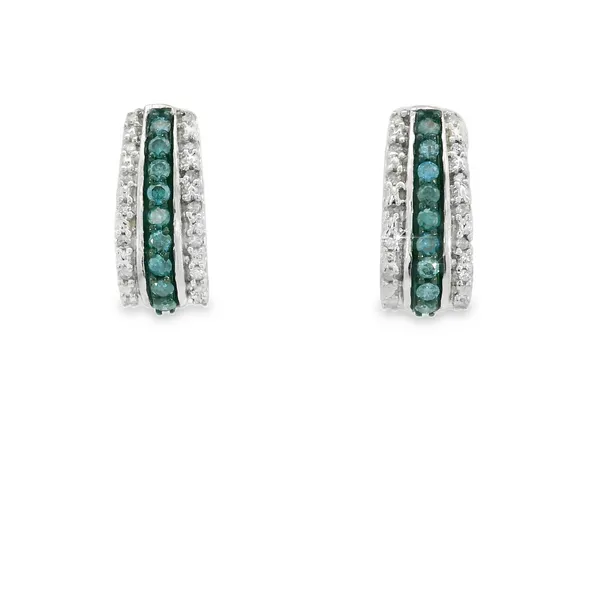 10Kt White Gold Blue & White Diamond Fashion Earrings S&E Jewelers Depew, NY