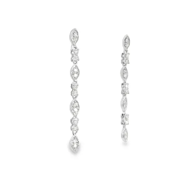 14Kt White Gold Diamond Dangle Earrings Image 2 S&E Jewelers Depew, NY