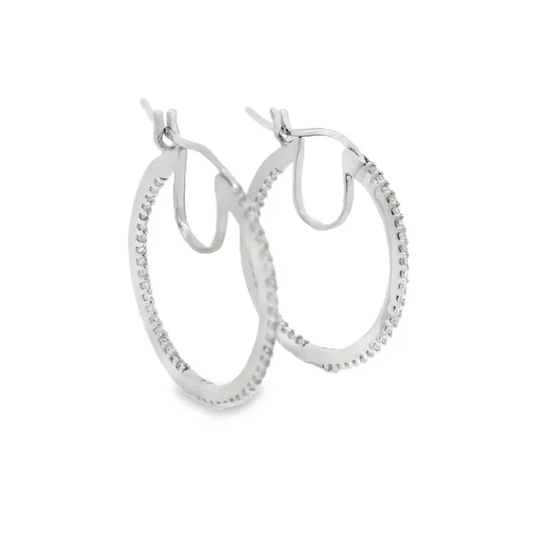 10Kt White Gold Diamond Hoop Earrings Image 2 S&E Jewelers Depew, NY