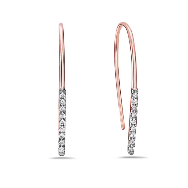 14K Rose Gold Diamond Wire Earrings S&E Jewelers Depew, NY