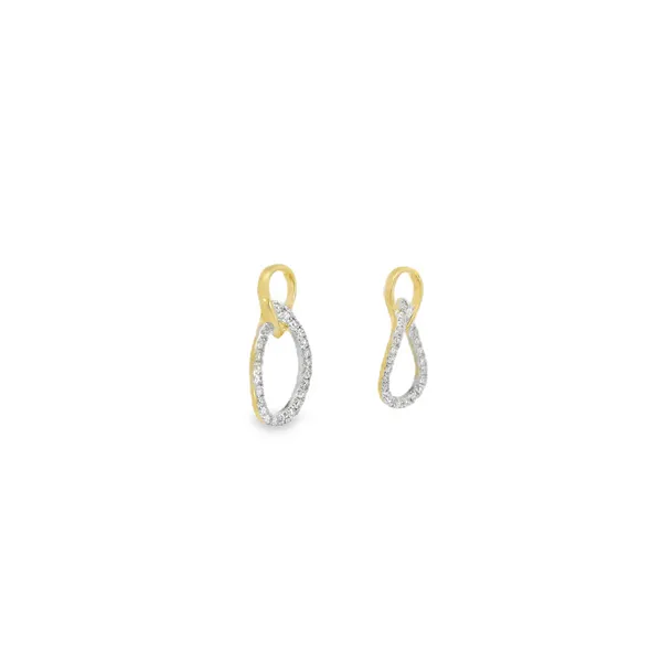 14K Yellow Two-Tone Diamond Round Earrings Image 2 S&E Jewelers Depew, NY