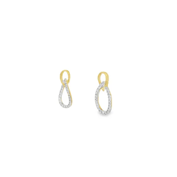 14K Yellow Two-Tone Diamond Round Earrings Image 3 S&E Jewelers Depew, NY