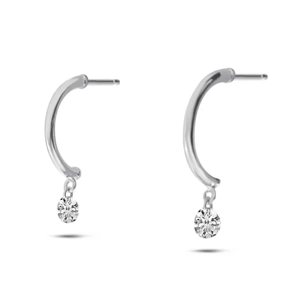 14K White Gold Diamond Half Huggie Earrings S&E Jewelers Depew, NY