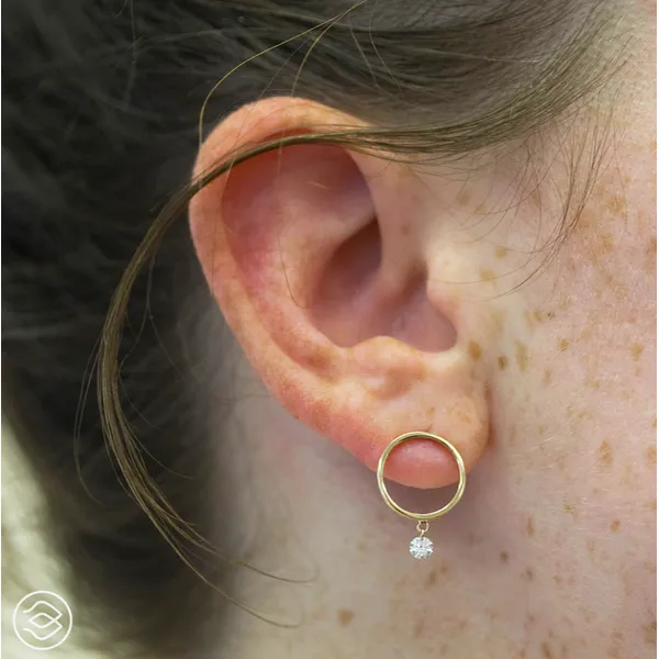 14K Yellow Gold Diamond Circle Earrings Image 2 S&E Jewelers Depew, NY