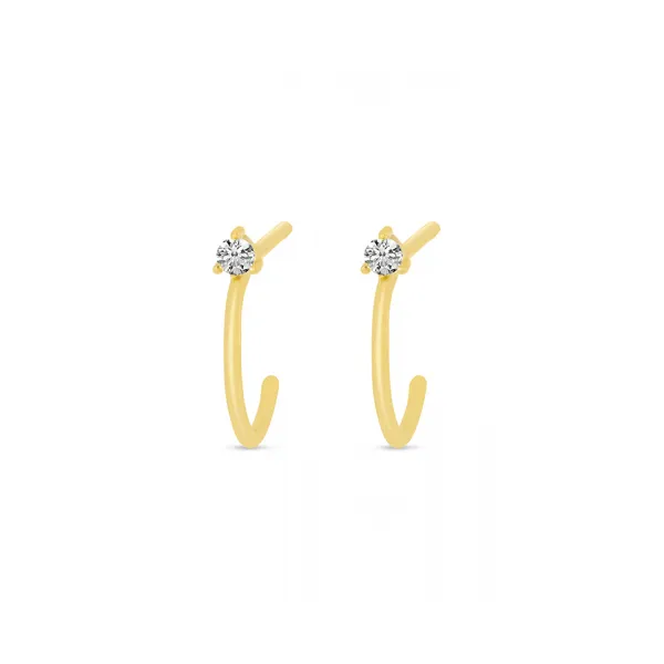 14K Yellow Gold Diamond Huggie Earrings Image 2 S&E Jewelers Depew, NY