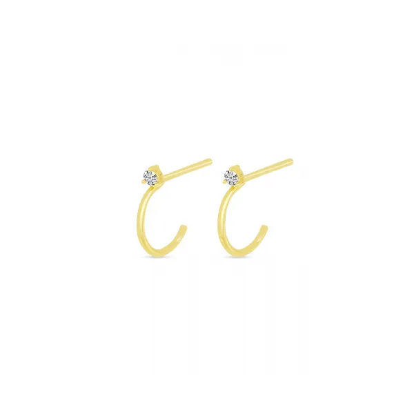 14K Yellow Gold Diamond Huggie Earrings S&E Jewelers Depew, NY