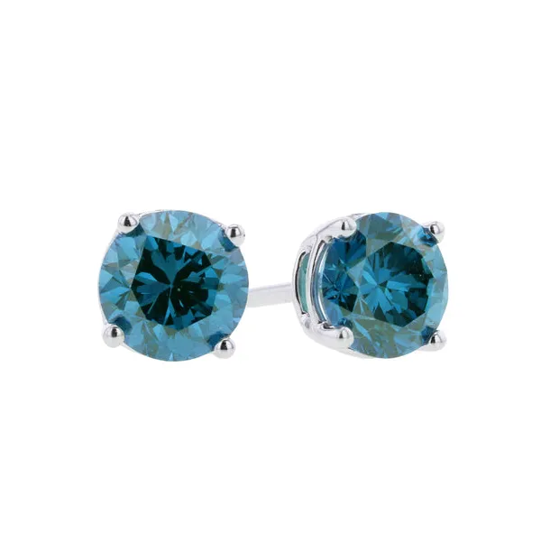 10Kt White Gold Blue Diamond Stud Earrings S&E Jewelers Depew, NY