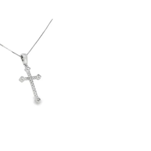 10 Karat White Gold Diamond Cross Pendant Image 2 S&E Jewelers Depew, NY
