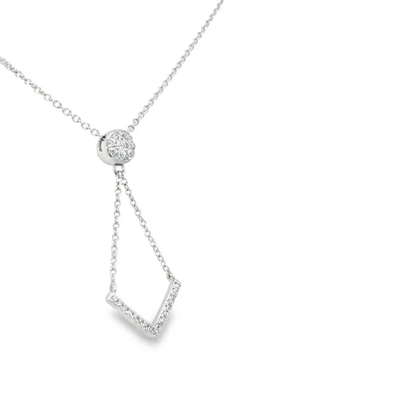 14K White Gold Diamond Chevron Pendant Necklace Image 2 S&E Jewelers Depew, NY