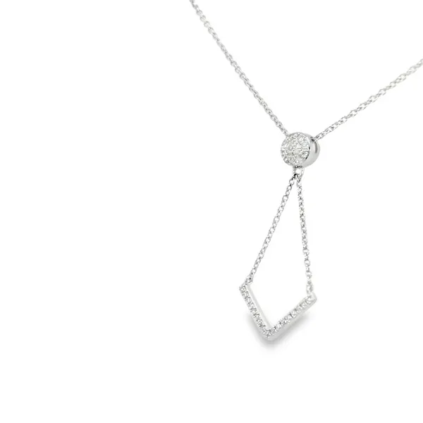 14K White Gold Diamond Chevron Pendant Necklace Image 3 S&E Jewelers Depew, NY