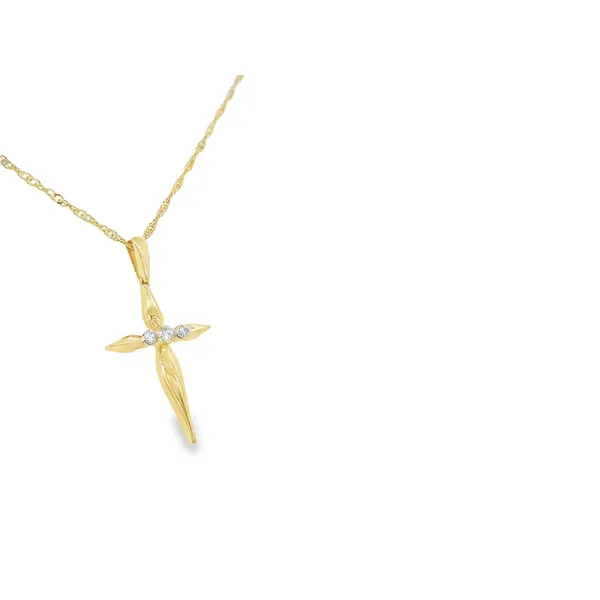10K Yellow Gold Diamond Cross Pendant Image 2 S&E Jewelers Depew, NY