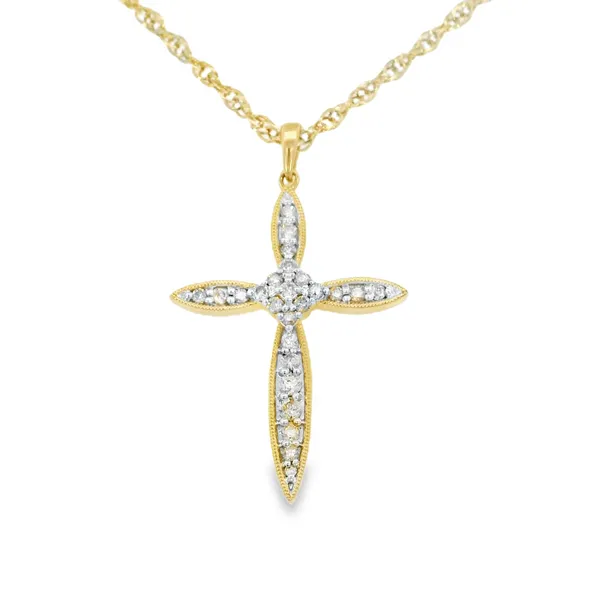 14K Yellow Gold Diamond Cross Pendant S&E Jewelers Depew, NY