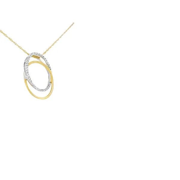 14K Two-Tone Double Oval Diamond Necklace Image 2 S&E Jewelers Depew, NY