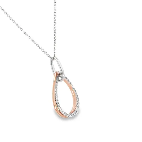 14K Rose Gold Diamond Tear Drop Pendant Image 2 S&E Jewelers Depew, NY
