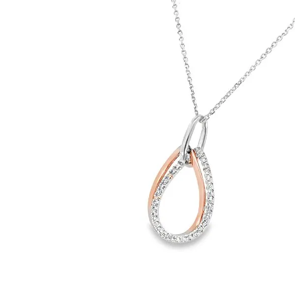 14K Rose Gold Diamond Tear Drop Pendant Image 3 S&E Jewelers Depew, NY