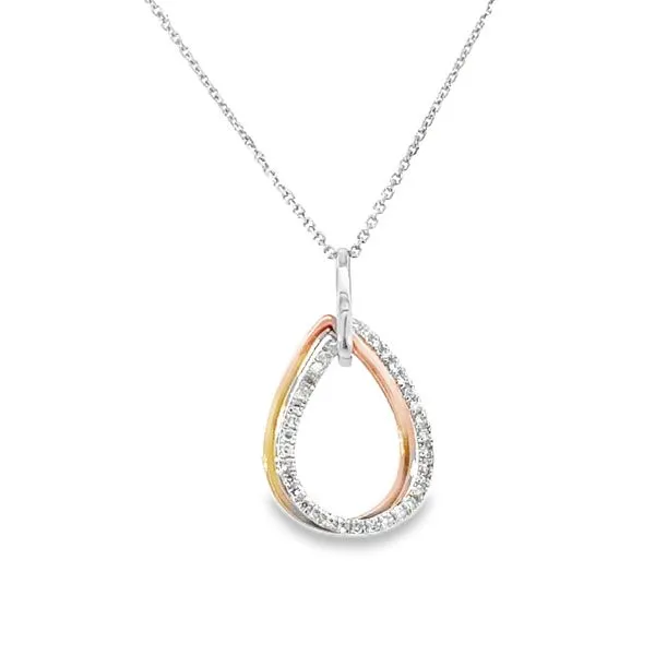14K Rose Gold Diamond Tear Drop Pendant S&E Jewelers Depew, NY