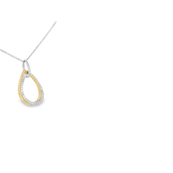 14K Two-Tone Diamond Tear Drop Pendant Image 2 S&E Jewelers Depew, NY