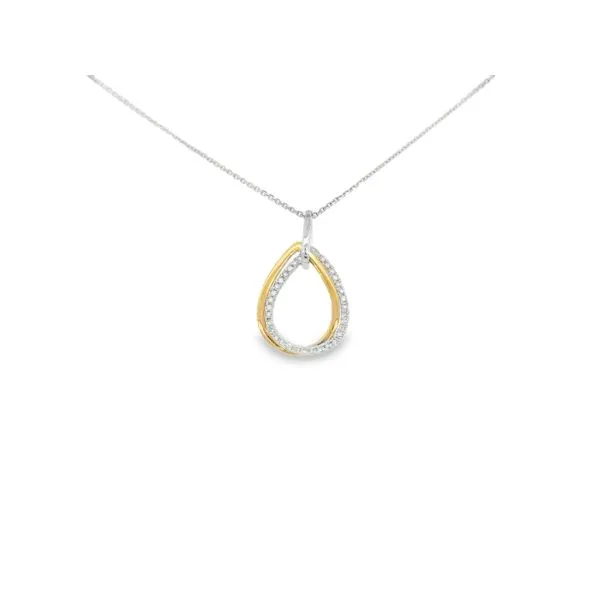 14K Two-Tone Diamond Tear Drop Pendant S&E Jewelers Depew, NY