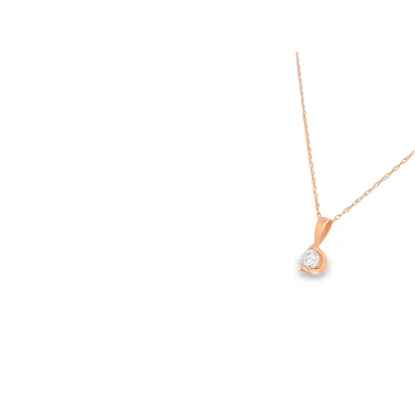 14K Rose Gold Diamond Solitaire Necklace Image 3 S&E Jewelers Depew, NY