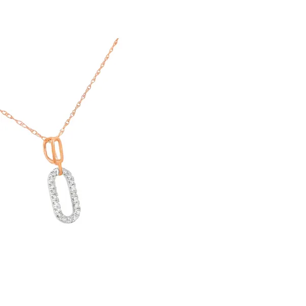14K Rose Gold Diamond Paper Clip Pendant Image 2 S&E Jewelers Depew, NY