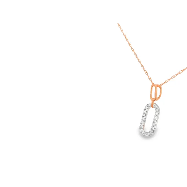 14K Rose Gold Diamond Paper Clip Pendant Image 3 S&E Jewelers Depew, NY