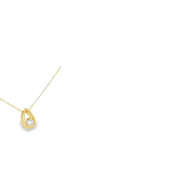 14K Yellow Gold Diamond Pear Shape Pendant Image 2 S&E Jewelers Depew, NY