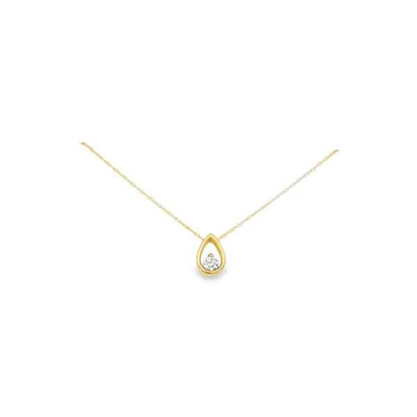 14K Yellow Gold Diamond Pear Shape Pendant S&E Jewelers Depew, NY
