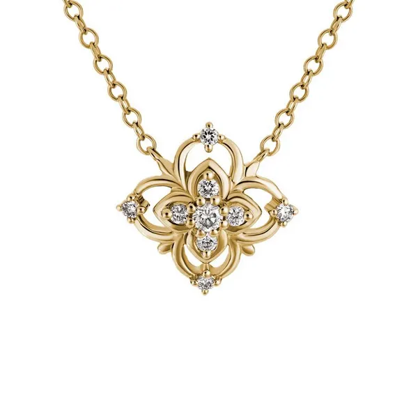 14K Yellow Gold Filigree Diamond Cable Chain Necklace S&E Jewelers Depew, NY