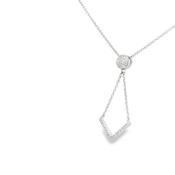 14K White Gold Diamond Chevron Pendant Necklace Image 2 S&E Jewelers Depew, NY
