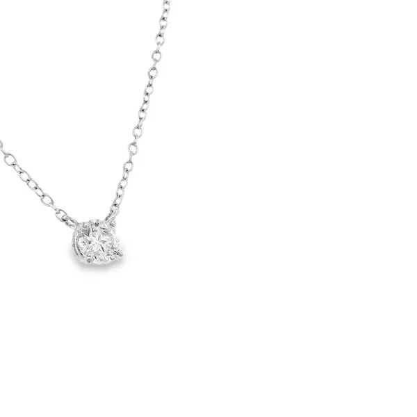 14K White Gold Diamond Solitaire Necklace Image 2 S&E Jewelers Depew, NY
