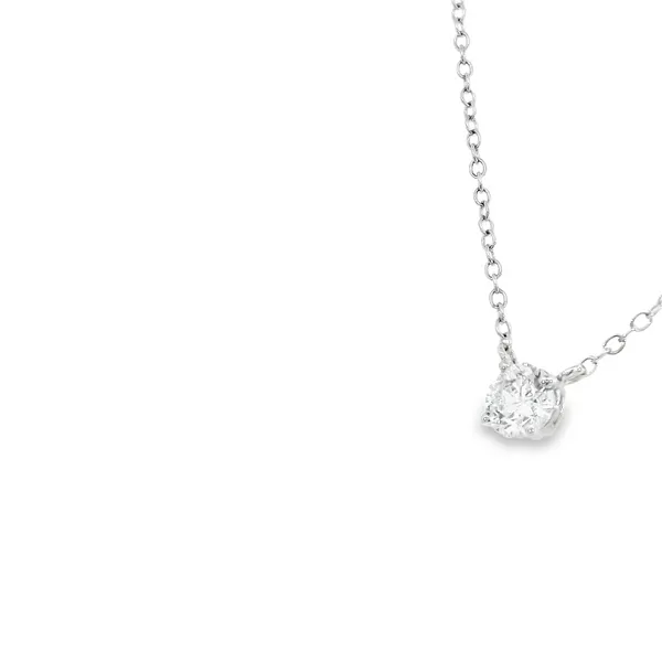 14K White Gold Diamond Solitaire Necklace Image 3 S&E Jewelers Depew, NY